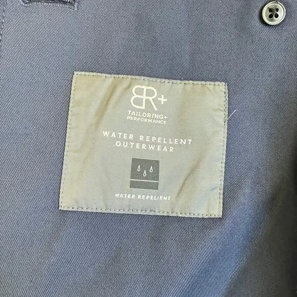 Banana Republic Mens Heritage Collection Navy Water Repellent Long Trench Coat - Picture 16 of 16